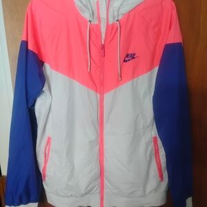 Women's Nike Tech Colorblock Windbreaker Jacket - Pink, Blue, and White